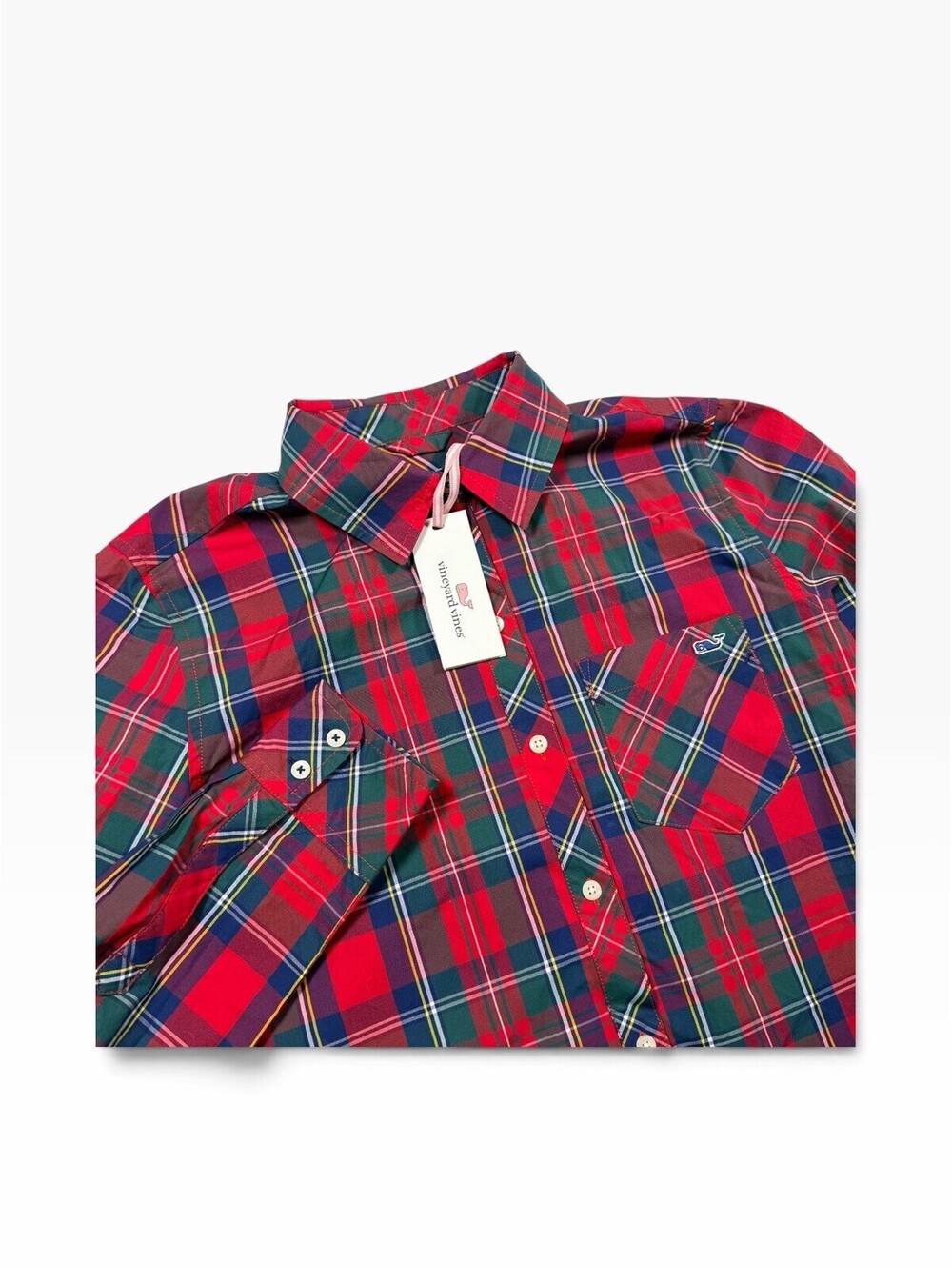 Vineyard Vines Women's Long Sleeve Red Plaid Relaxed Fit Size 2 Button-Up *NWT*